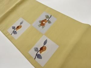 綴れ色紙に果物・花葉模様織出し名古屋帯